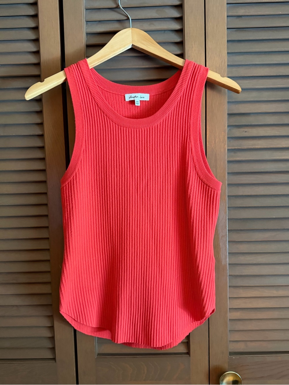 Another Love Red Ribbed Tank Top
